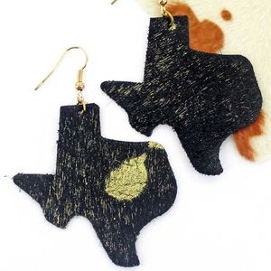 Black & Gold Cowhide Texas Earrings